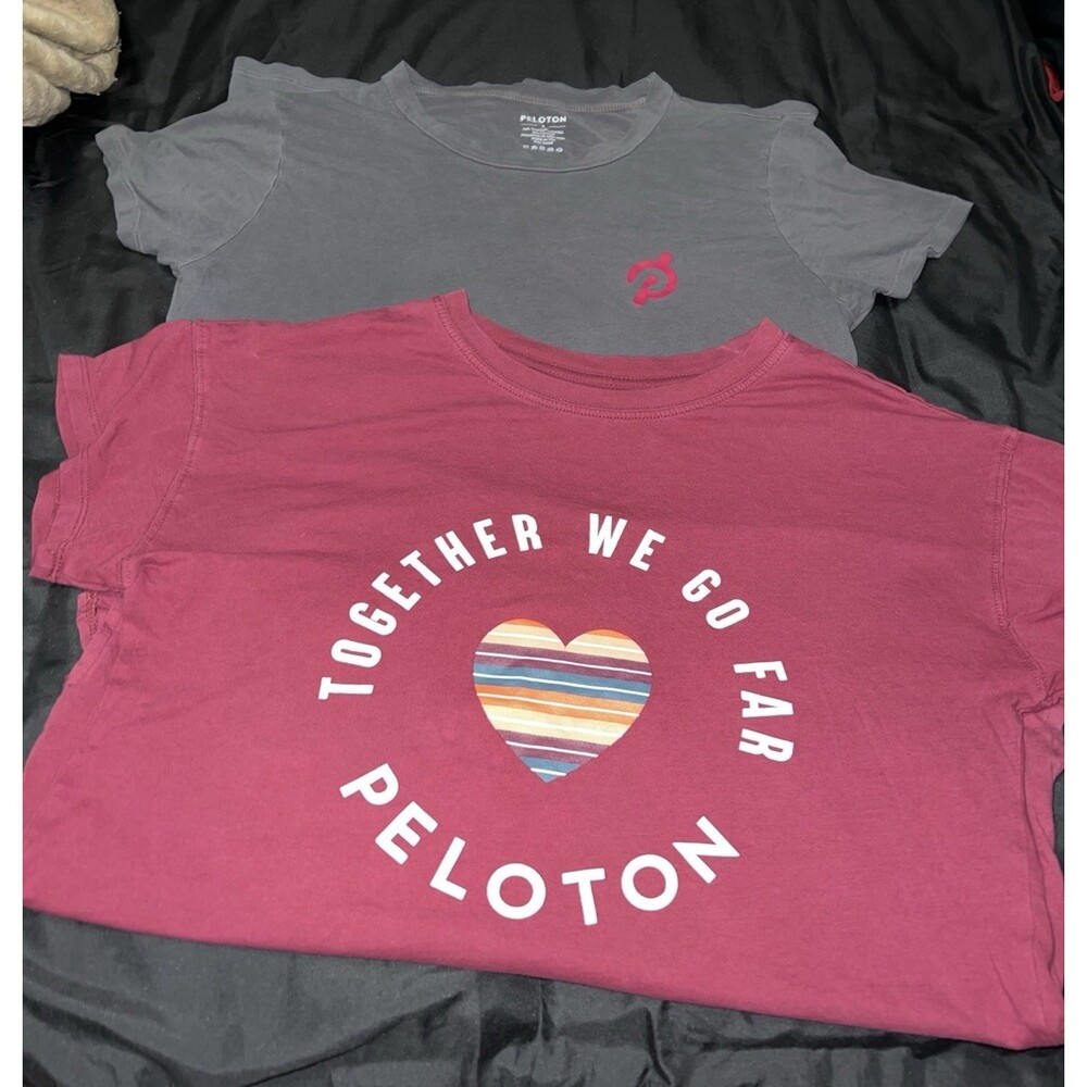 Peloton Tshirts (2) Small Burgundy & Grey Workout Women